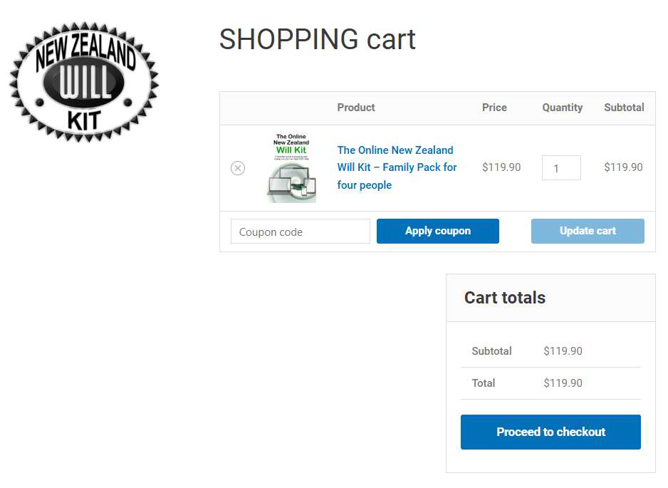 online new zealand will kit shopping cart